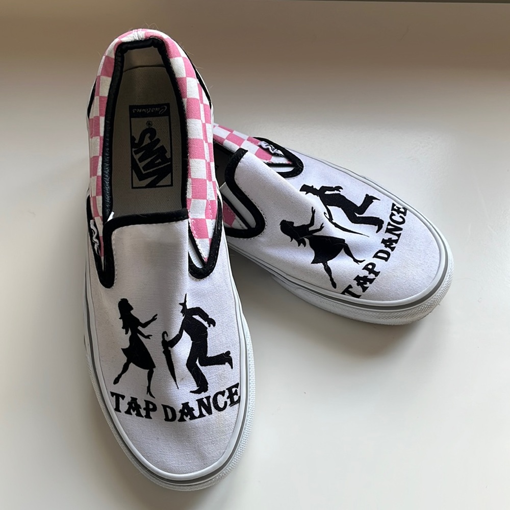Custom Tap Dance Vans Slip ons sz 8.5 women’s